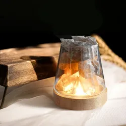 Veilleuse de table en sel de l'Himalaya, nouveauté naturelle, charbon brut naturel, cristal, diffuseur d'huiles essentielles, cadeau lumineux, lampe décorative