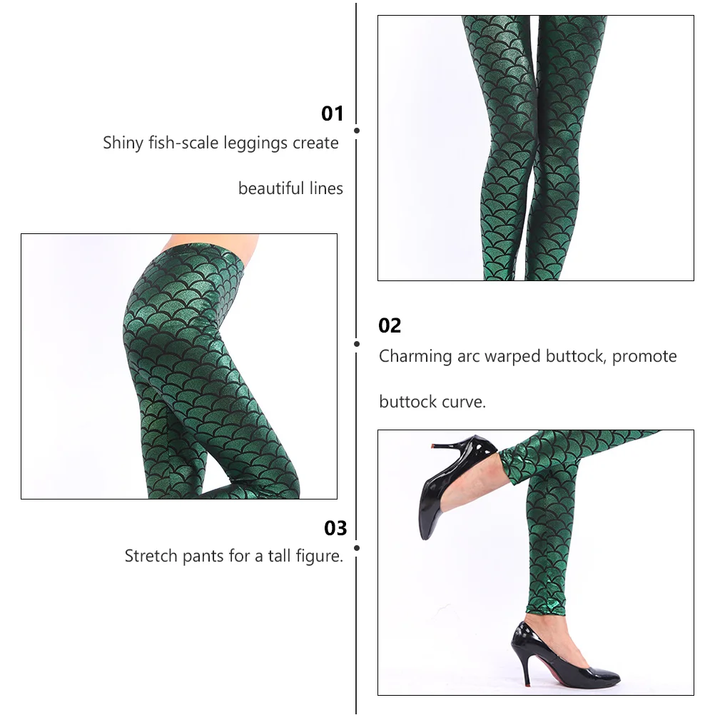 Mallas elegantes para escenario, pantalones delgados, verde oscuro, 1 unidad