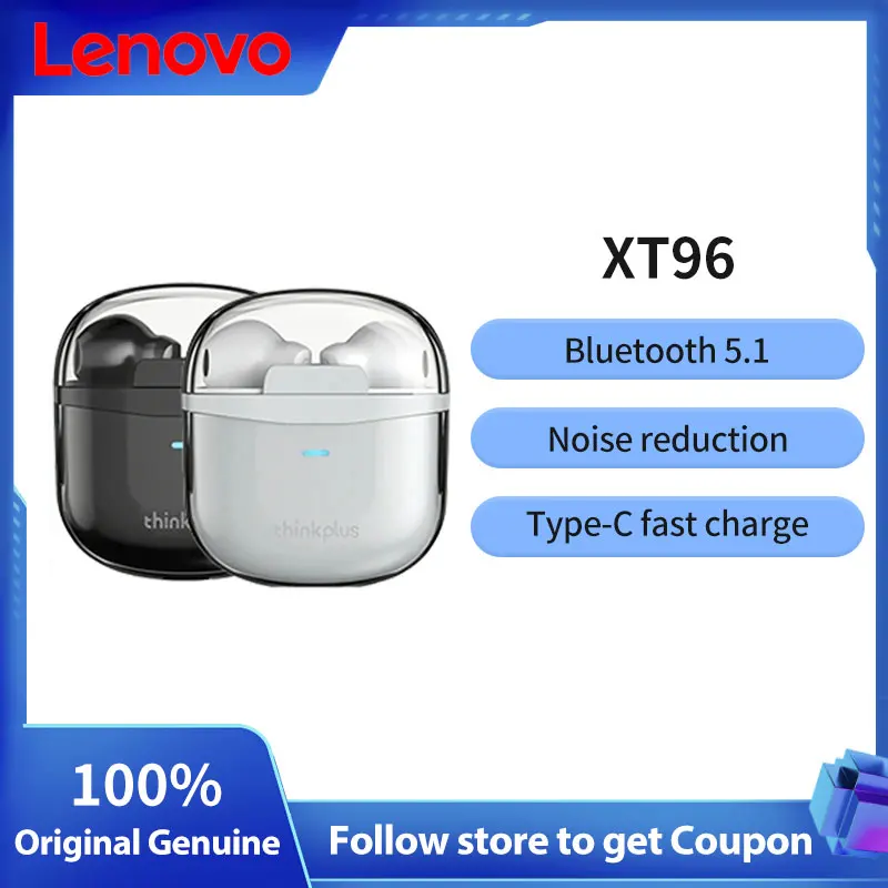 

Lenovo XT96 Bluetooth 5.1 Earphones HiFi Stereo TWS Wireless Headphones Touch Control HD call Sports Gaming Headset With Mic