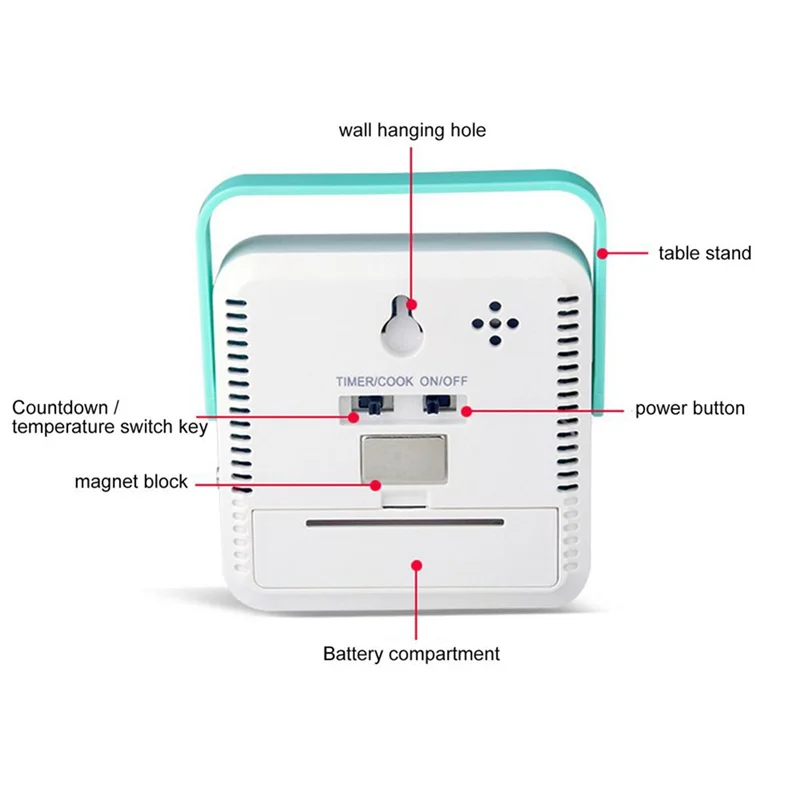 ABGN Termometer Makanan Digital Alarm Suhu Memasak Timer Memasak dengan Tampilan LED Probe Baja Tahan Karat