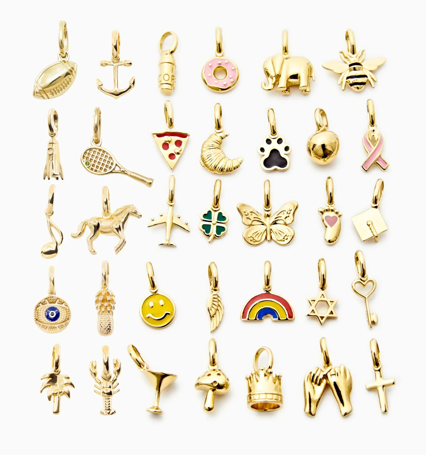 Fine jewelry pendants 925 sterling silver Symbols enamel  designer  gold plated  Charms for necklaces bracelets