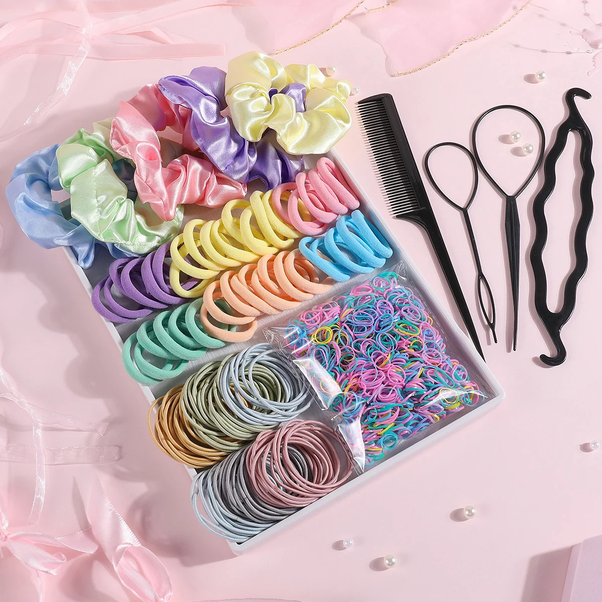 1159Pcs Women Hair Accessories Set Girls Colorful Nylon Hair Ties Variety Hair Bands Ponytail Holder Elastic Headband Scrunchies