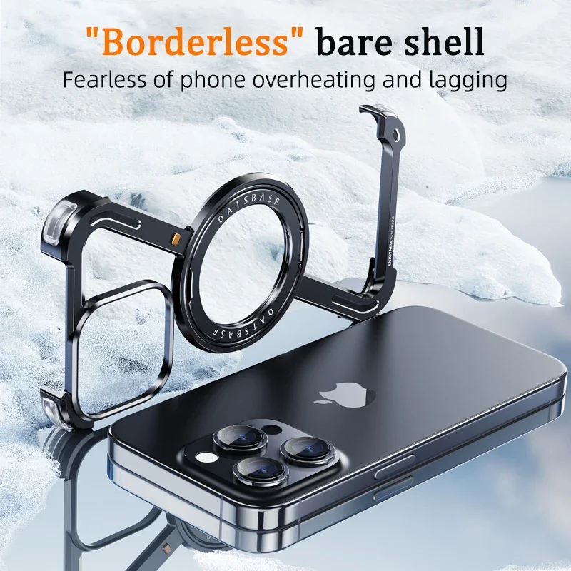 

Luxury Magnetic Z Type 360° Bracket Titanium Alloy Phone Case For iPhone 13 14 15 Pro Max Plus Rimless Shockproof Covers Funda