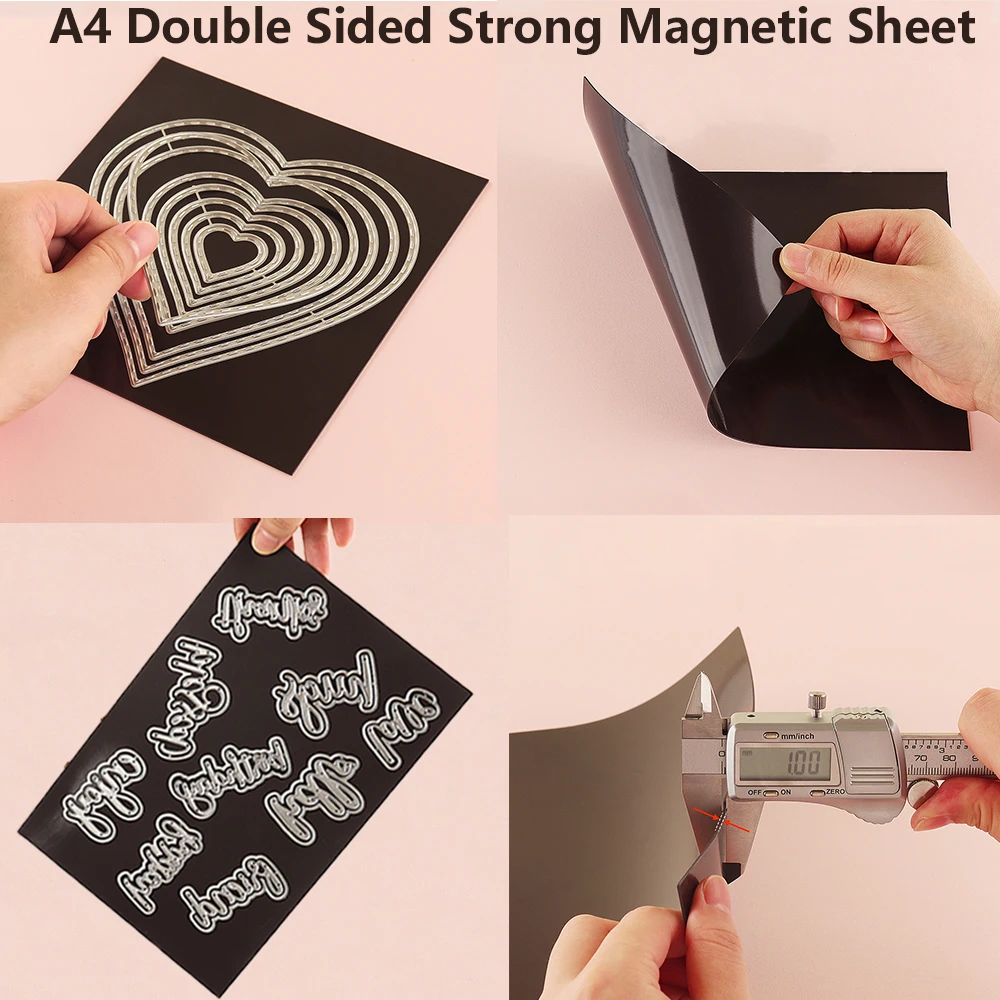 A4 Size 1mm Double Sided Strong Magnetic Sheet for Cutting Die Storage Black Magnet Mats for Stamps Dies Crafts Craft Organizer