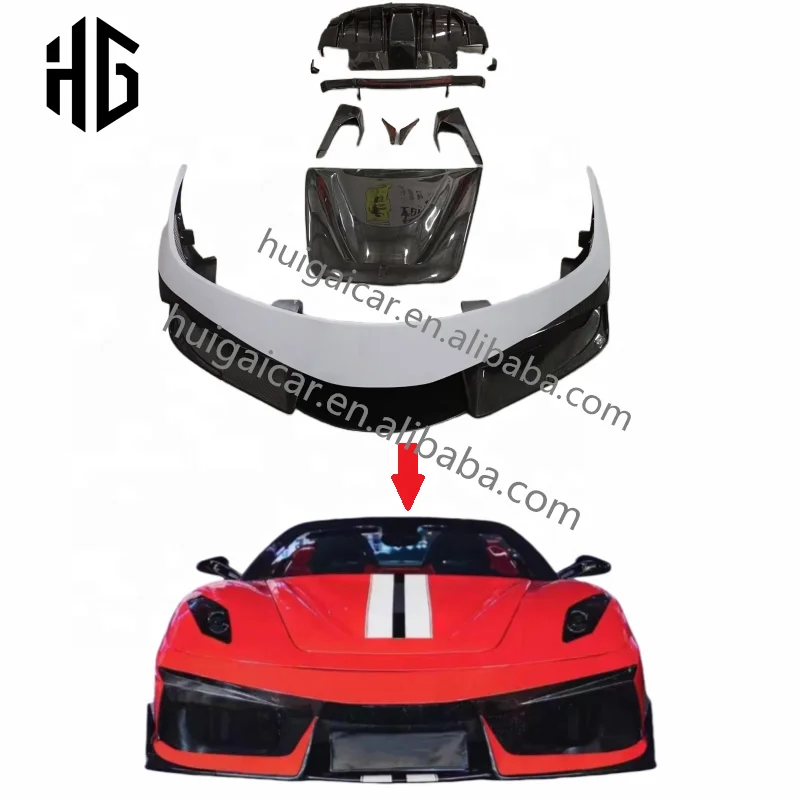 Wholesale Car Body Kit For F430 V Style Glossy Carbon Mix Fiberglass Bumper Lip Car Spoiler Exterior Body Kit For  F430