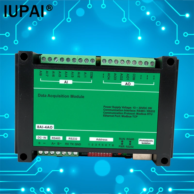 

8AI-4AO Modbus TCP Controller Ethernet High Speed ​​Unit 8 Analog Inputs 4 Analog Outputs Industrial Automation Contorl Module