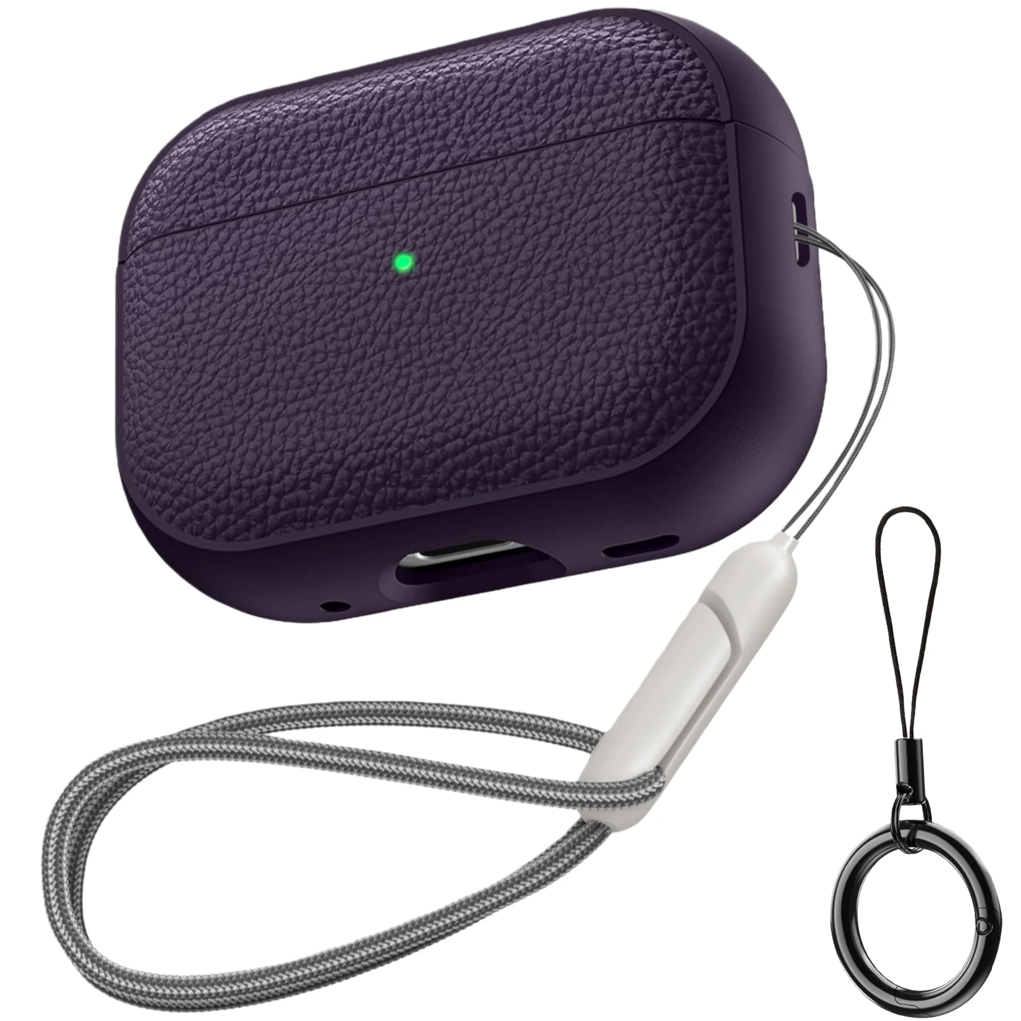 Kopfhörerhülle für AirPods 5/4/Pro 3, stoßfeste Schutzhülle aus TPU mit Lederoptik, inklusive Schlüsselanhänger und Trageschlaufe für AirPods 5/4/Pro 2. – Detail 12