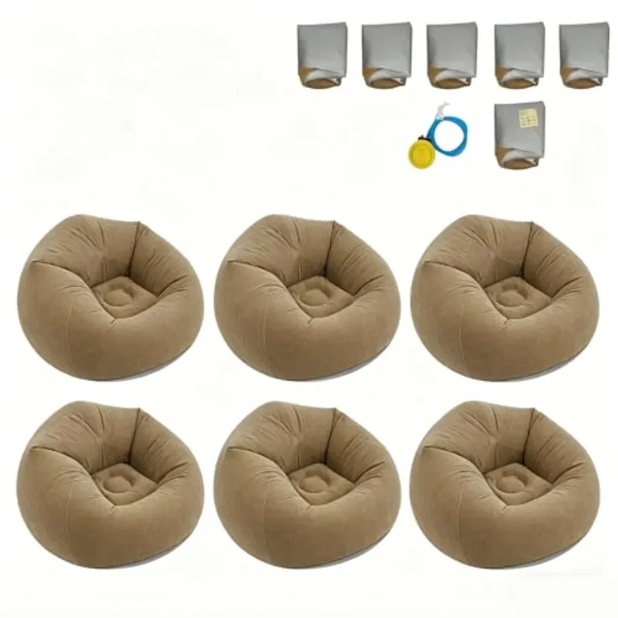 Inflatable bean bag chairs for bedroom, dorm, outdoor, patio, beach use; PVC material; gray; supports up to 330 lbs, portable,