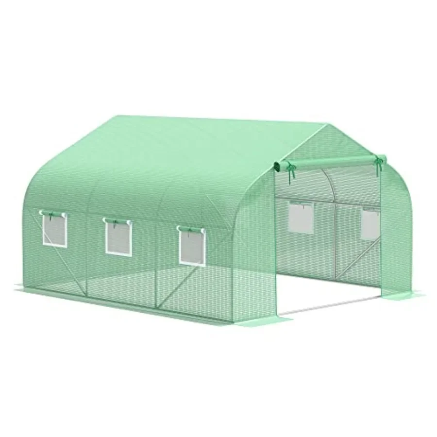 Outdoor Walk-in House, 11.5 x 10 x 6.5 Feet, Polyester Fabric, Gray, Zippered Door for Easy Access and Weather Resistance