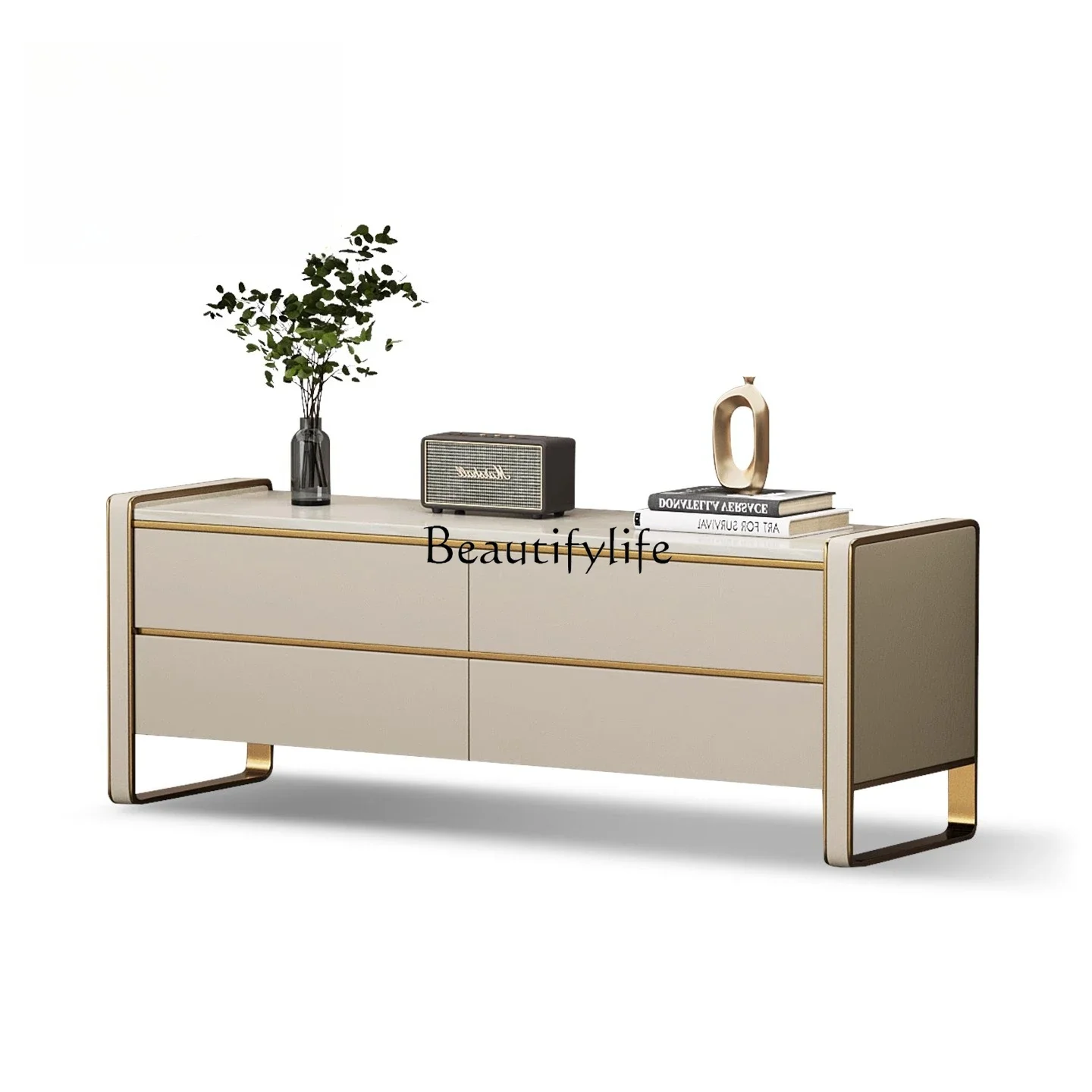

ls 35Light luxury style high marble living room modern simple wall advanced storage cabinet