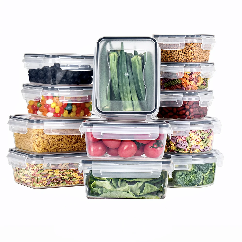 Kitchen Lunch Box 12-Piece Container Set, Refrigerator And Microwave Safe Fresh-Keeping Lunch Box