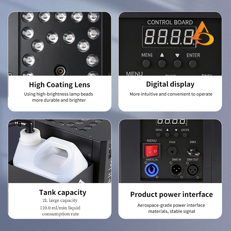 1500W Multi-Angle Gas Column RGB LED Stage Smoke Fog Machine Haze Machine DMX512 Control DJ Disco Nightclub Wedding