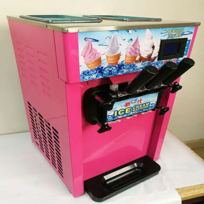 Commercial ice cream freezer three flavored yogurt machine one click cleaning 18L/H LCD display screen, new soft ice cream machi