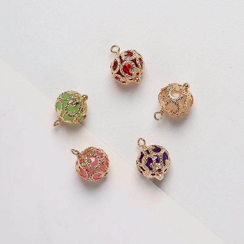 

50pcs/ Bag Vintage pattern edging glass ball bead pendant DIY necklace earrings hairpin accessories