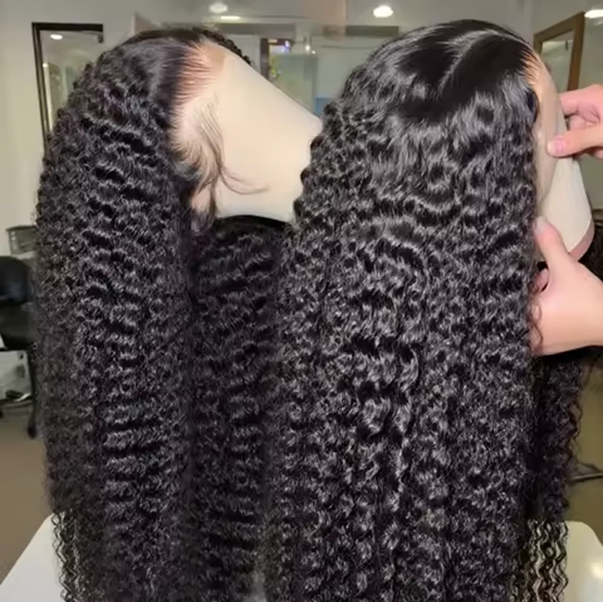 

Парики из натуральных волос 200% Плотность HD Прозрачные вьющиеся парики 13x6 Hd Парик фронтальной части шнурка Бразильские вьющиеся волнистые парики высокой плотности 40 дюймов