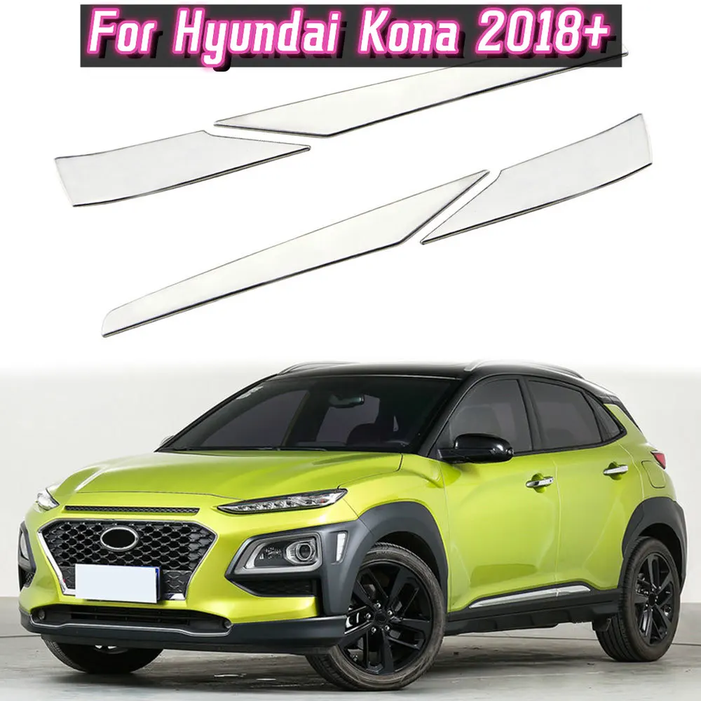 4Pcs Stainless Steel Car Rearview Mirror Cover Anti-Scratch Sticker Trim for Hyundai Kona Kauai Encino 2017-2021 Accessories