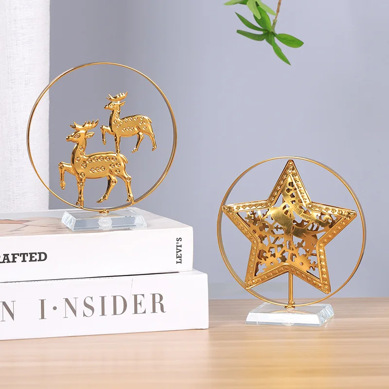 

Metal Christmas Ornaments Light Luxury Metal Christmas Tree Elk Decoration Home Living Room Christmas Atmosphere Decorations