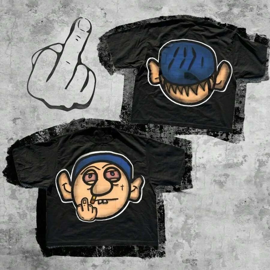 

Хлопковая футболка с короткими рукавами и портретным принтом для мужчин и женщин, повседневная футболка с короткими рукавами в уличном стиле, ретро футболки Y2K