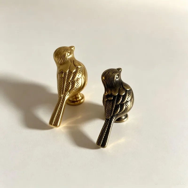 2 Pack Vintage Cabinet Bird Alloy Pull Handle Light Luxury Wardrobe Cupboard Door Furniture Decorative Small Handle for Home