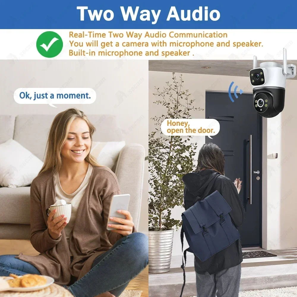 Imagem -02 - Câmera de Vigilância sem Fio Impermeável ao ar Livre ai Detecção Humana Proteção de Segurança Veio Lente Dupla Ptz Wi-fi Tuya 4k 8mp