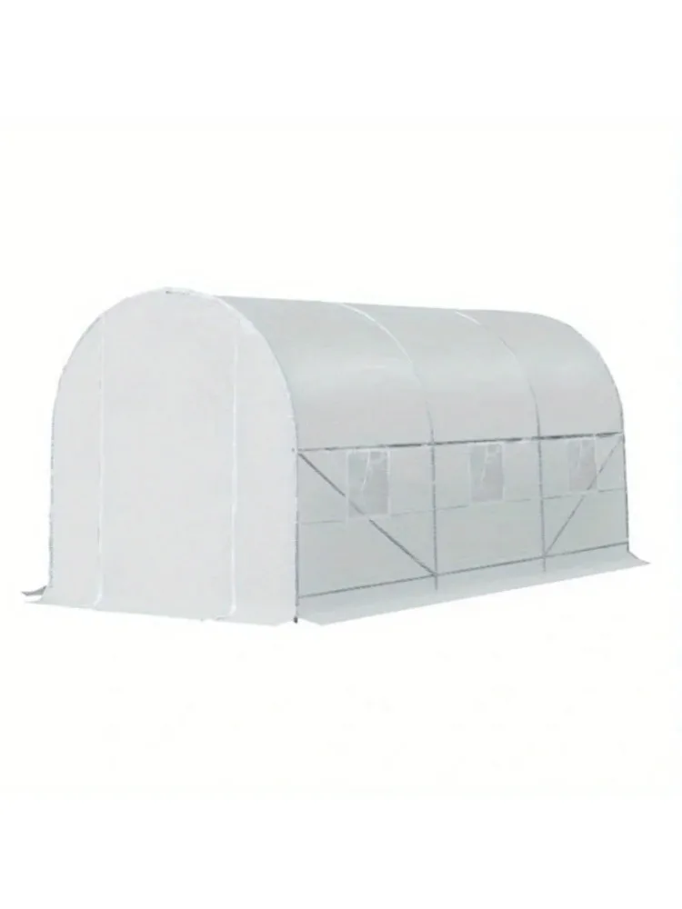 Walk-In Tunnel Greenhouse, Large Garden Hot House Kit with 6 Roll-up Windows & Roll Up Door 15' x 7' x 7' -AS