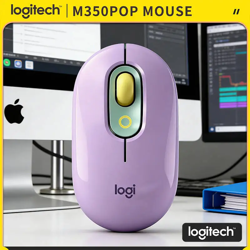

Беспроводная мышь Logitech M350 POP, 77 г, легкая, с автоматическим режимом сна, энергосбережение, тихий щелчок для кафе, библиотеки, офиса, дома