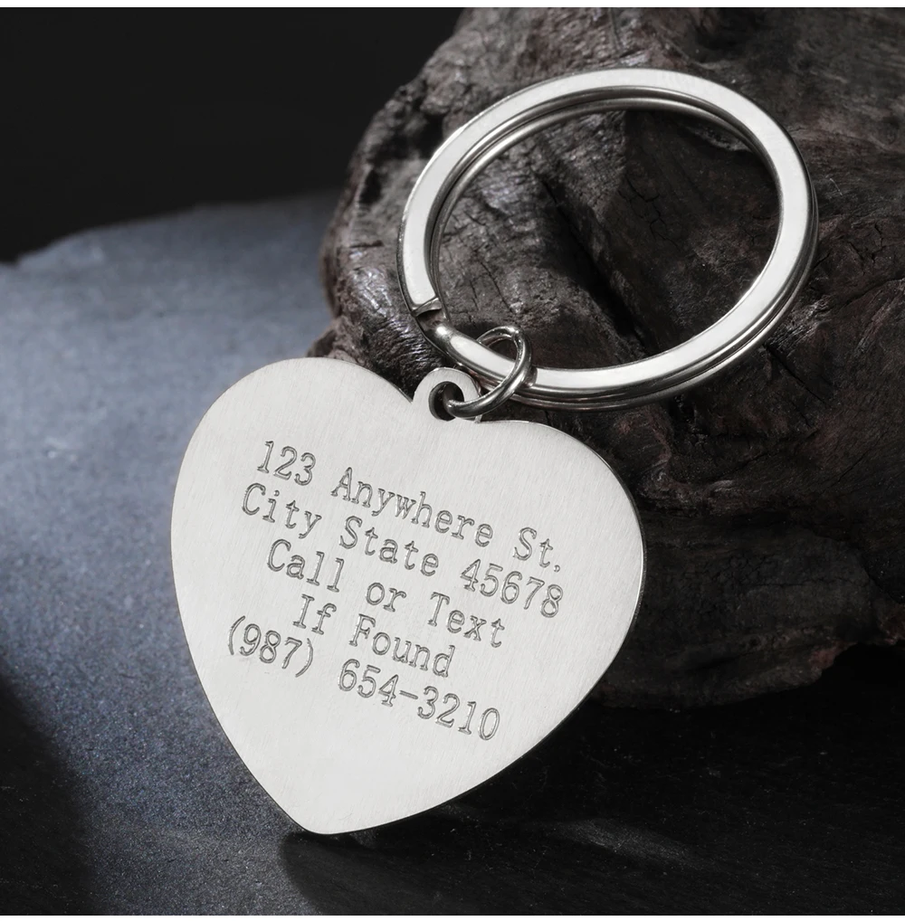 COOLTIME Heart Custom Engraved Keychain Stainless Steel Personalized Love Heart Custom Keychain Jewelry Bag Accessories