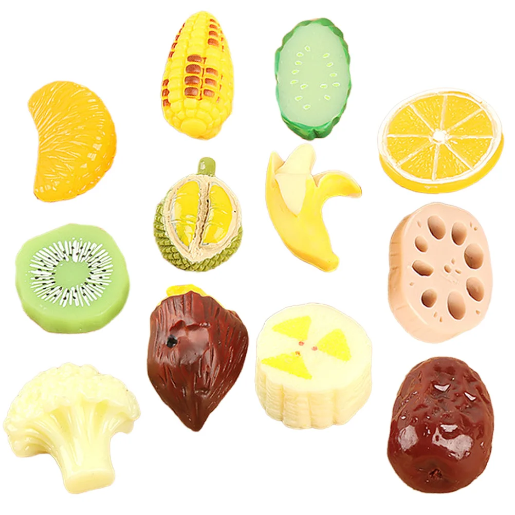 

12pcs Resin Decor Mini Fake Food For Kitchen Display Educational Vegetable Simulation Vegetable Props