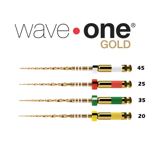 Limas endodónticas dentales Wave One Gold, limas Endo para conducto radicular, Lima rotativa activada por calor, instrumento de odontología de níquel Titainium