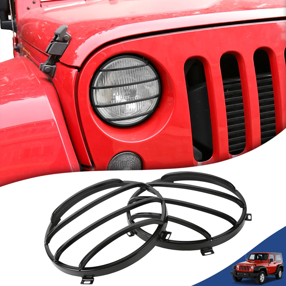 

Iron Car Front Headlight Light Lamp Guard Protector Cover for Jeep Wrangler JK 2007-2017 Lamp Hoods Auto Exterior Accessories