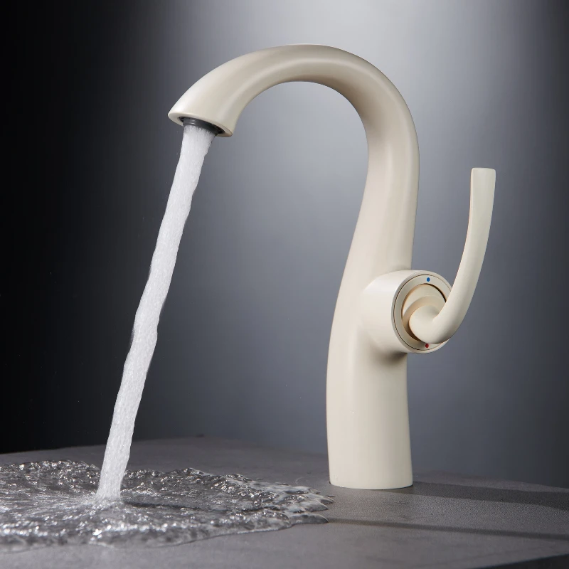 

Swan Shaped Faucet Single Handle Hot Cold Mixer Tap Brass Basin Faucet Rose Gold White