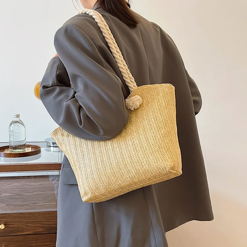 Summer Bohemian Beach Straw Bags Women Handmade Rattan Bags Large Capacity Straw Bag Fashion Casual Travel Handbag 2024