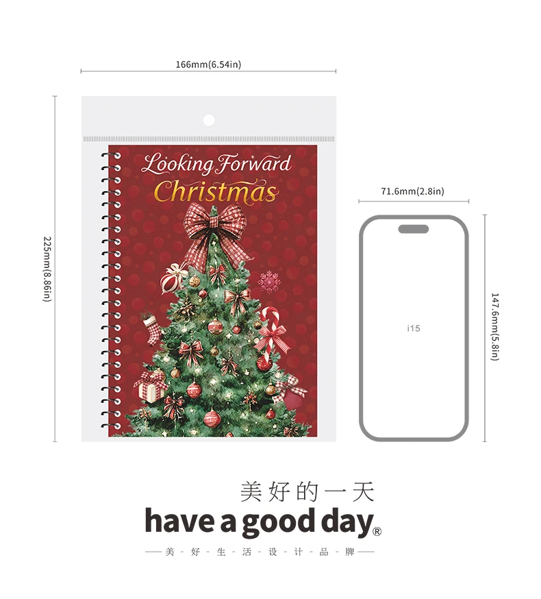 Journal GO 50 Blatt Weihnachts-Stickerbuch Spiralgebunden PET & Washi-Aufkleber für Karten, Scrapbooking, Journale, Planer & Bastelarbeiten – Detail 19