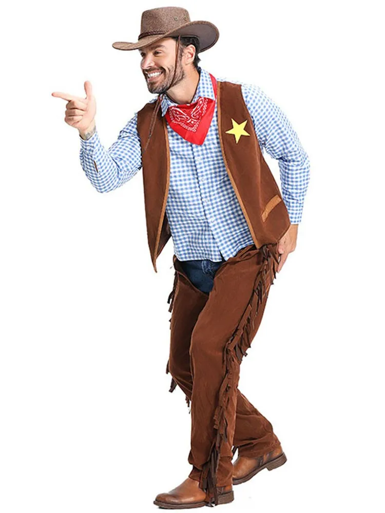 

Halloween Adult Texas Western Cowboy Costume Company Annual Conference Exhibition Evening Pioneer Performance Costume