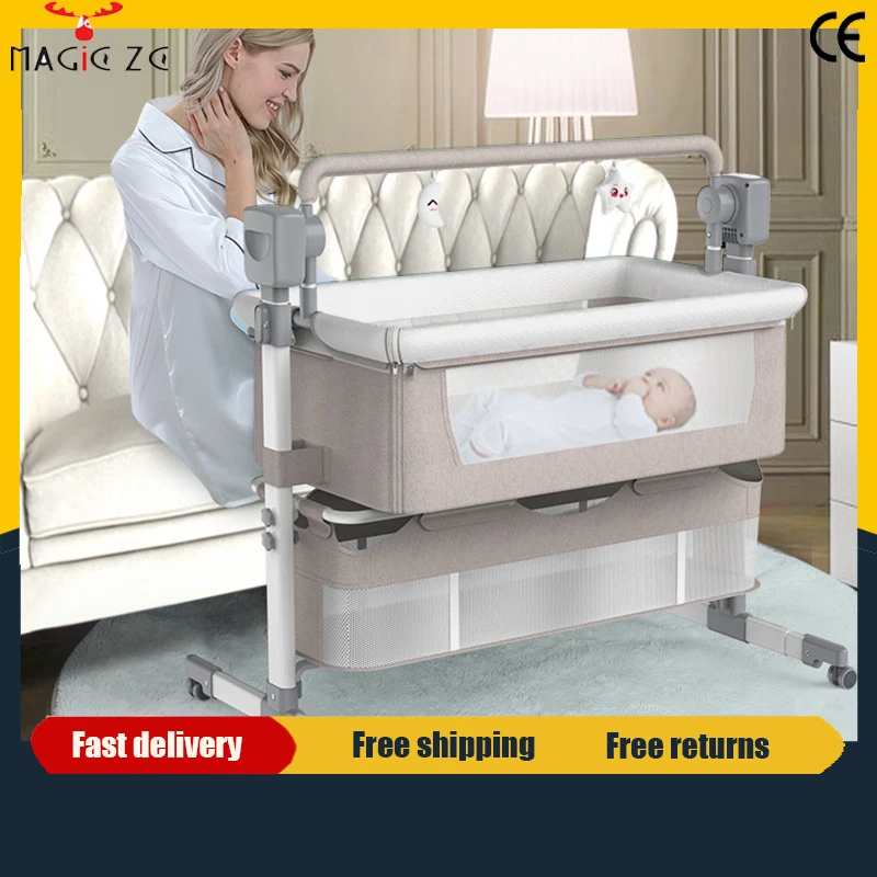 Berceau électrique pour bébé avec balancement automatique, musique Bluetooth, cadre pliable et stable, lit de sommeil pour nouveau-né