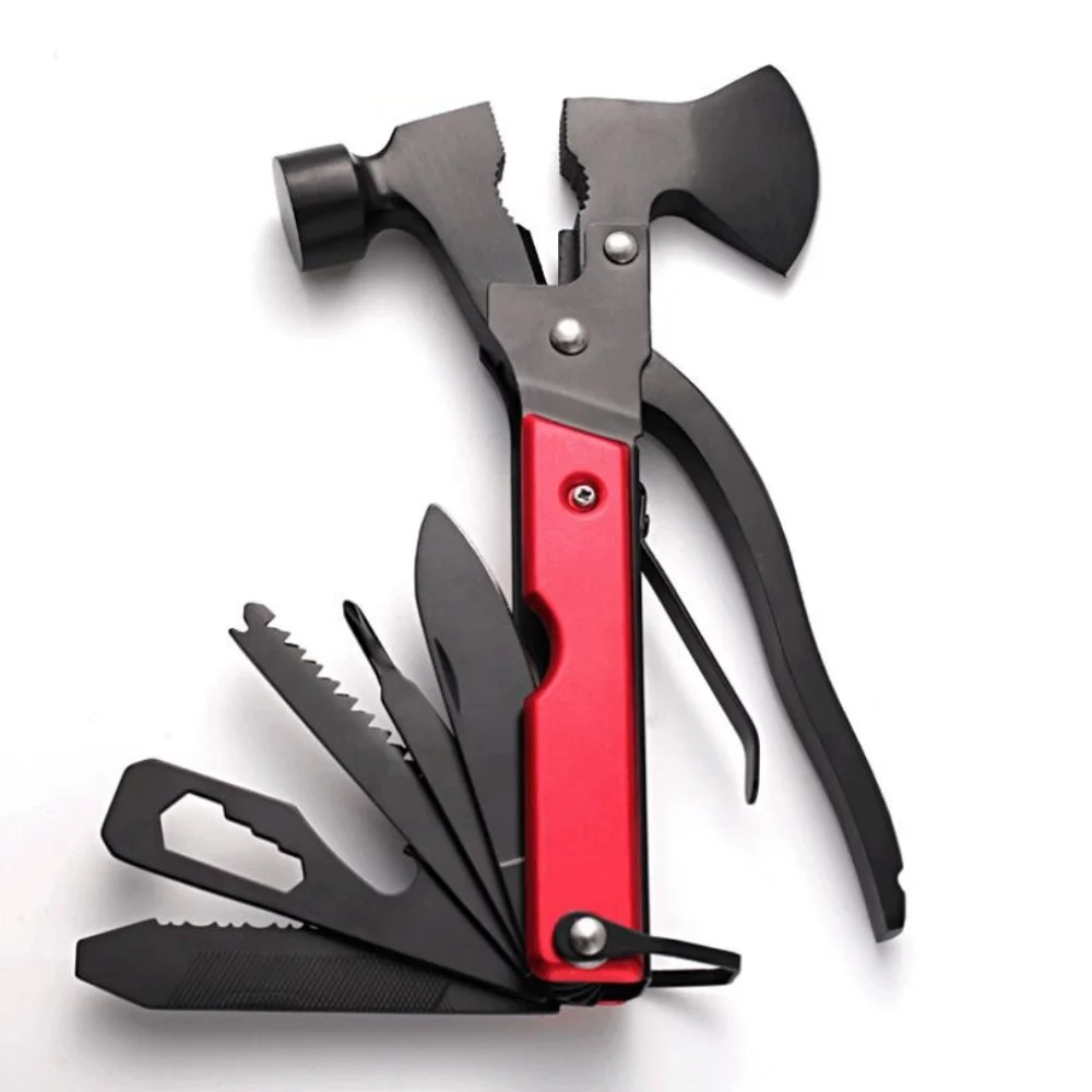 Multifunctional Small Axe Hammer Camping Pocket Knife Pliers Mini Portable for Hunting Camping Survival Outdoor Folding Tool