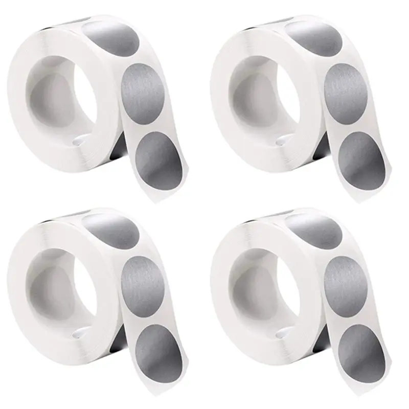 Round Scratch Off Stickers 1 Inch(1200Pcs) 4 Rolls Adhesive Labels Stickers Labels Round Circle