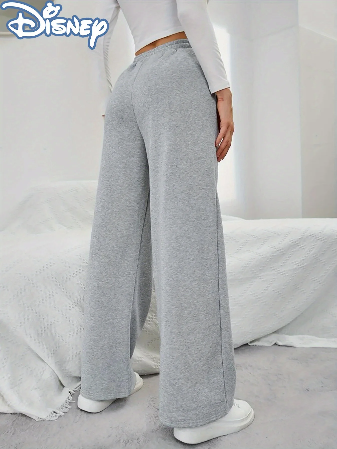 بنطال رياضي نسائي من Disney Minnie Mouse للخريف والشتاء كاجوال للاستخدام اليومي من الصوف بأرجل مستقيمة وحزام خصر مطاطي عصري كبير الحجم #3