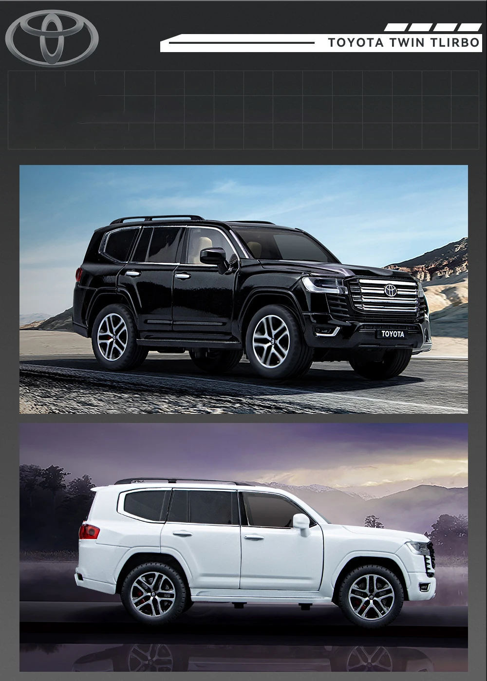 1:24 Toyota LAND CRUISER PRADO Key Control Alloy Car Model Sound and Light Pull Back Children's Toy Collectibles Birthday gift