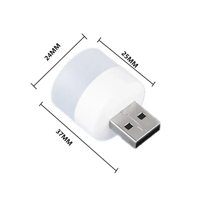 10pcs USB Plug Lamp Computer Mobile Power Small Book Lamps LED Eye Protection Reading Light Round Light Night Light