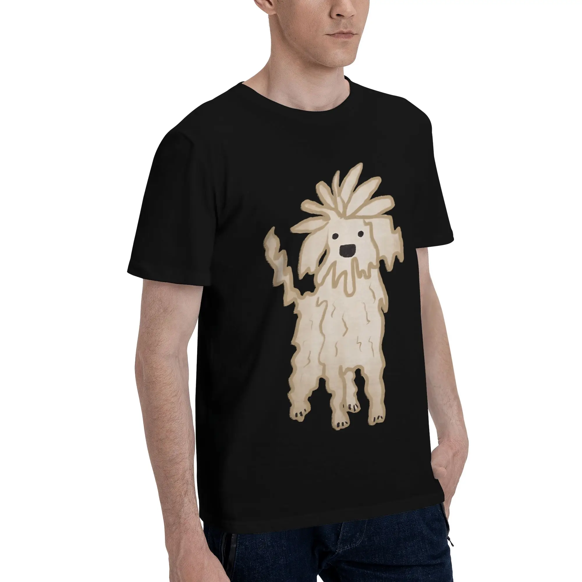 cute dog Men T Shirt Messy hair don’t care dog Novelty Tee Shirt Short Sleeve Round Neck Birthday Present Clothing T-Shirt