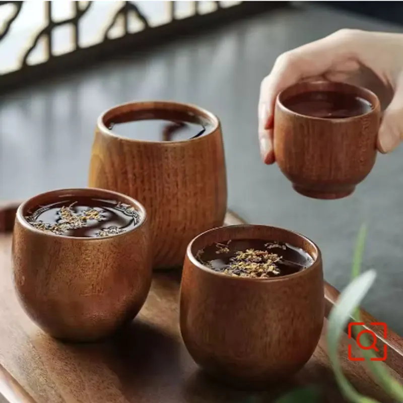 

Retro Handmade Natural Wooden Cup Jujube Wood Reusable Tea Cup Household Cups Simple Fragrant Original Tableware