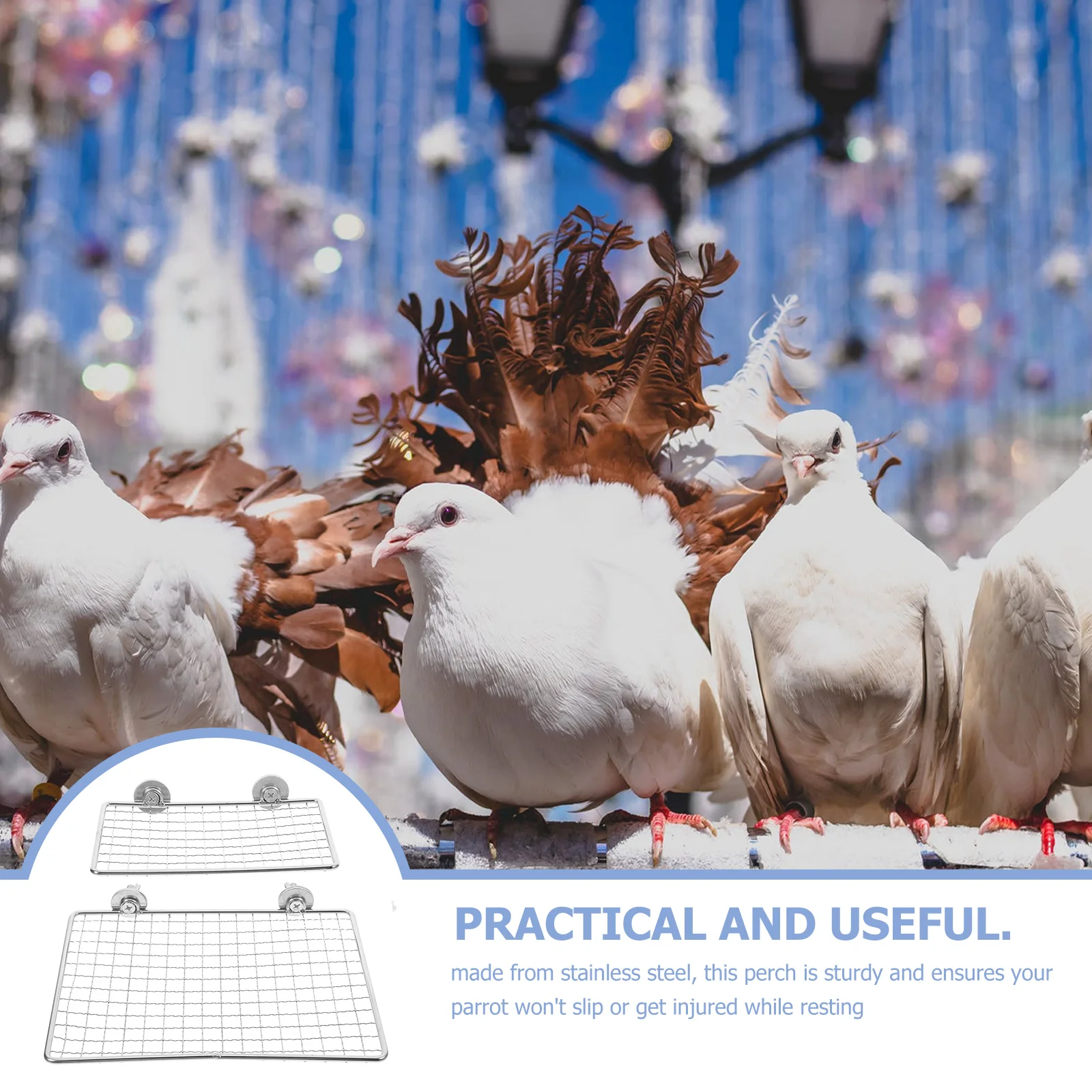 

2Pcs Stainless Steel Bird Perch Platform Resting Stand for Parakeet Cage Accessories Cockatiels Medium Birds Parrot Stand