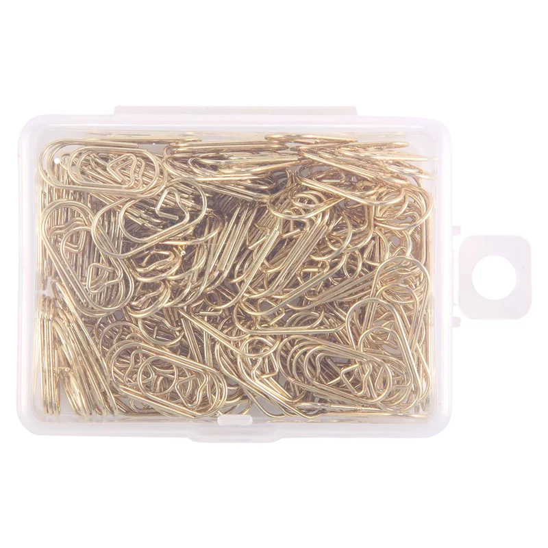 150 Pieces Gold Cute Paper Clips Mini Clips Heart Shaped Paperclips Bookmark Clips for Office Supplier School