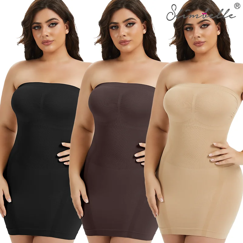 

Slimbelle Women Shapewear Sexy Body Shaper Tummy Control Bodysuit Soft Strapless Under Dress Slimming Underwear Plus Size Linger