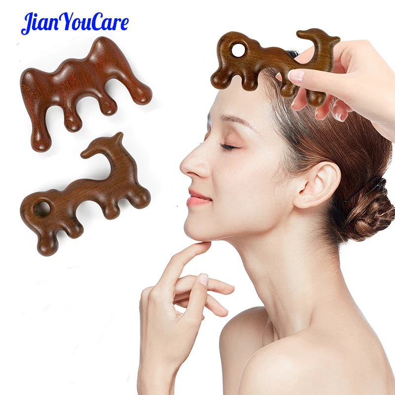 JianYouCare Natual sandalwood Meridian Massager Comb for Head Scalp Eye and Face body Massage guasha scrape Hair Loss Prevention