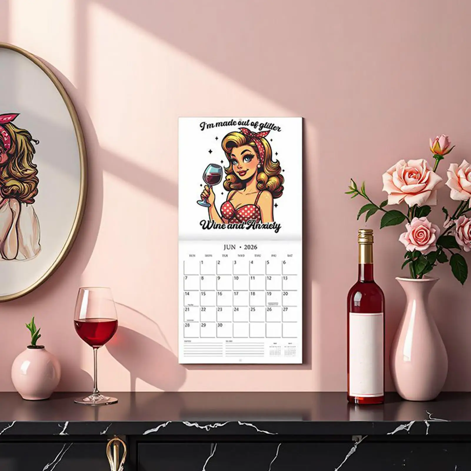 

Wall Calendar Funny Wall Calendar 2026 Retro Notebook Hangable Planner For Ornaments Women Home Bedroom Decor Workplace Men