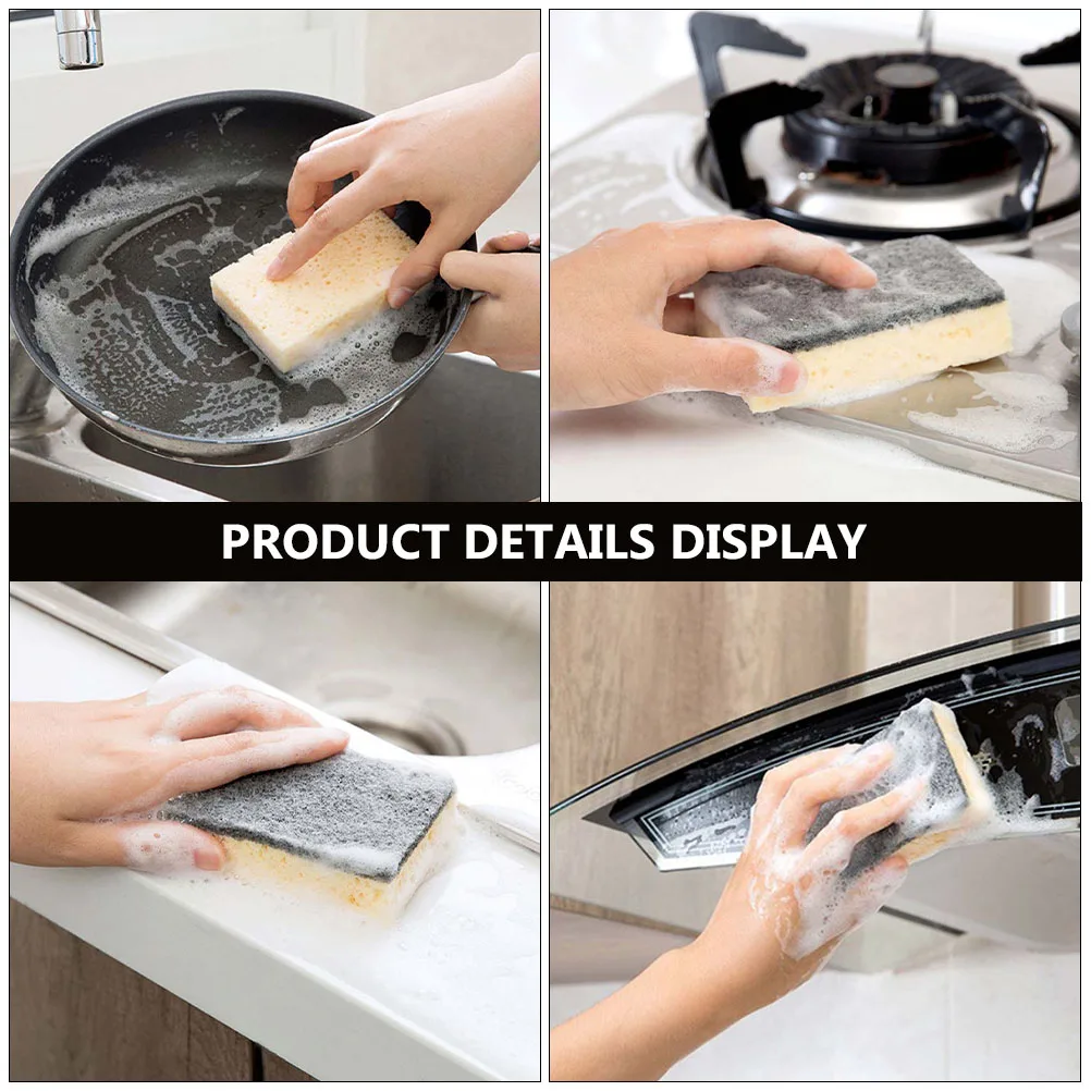 

10pcs Cleaning Sponge Scrub Pad High Density Durable Kitchen Car Glass Furniture Wash Assorted Colors Long Lasting Effective