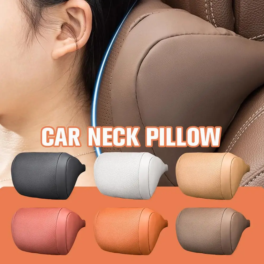 

Leather Car Neck Pillow Soft Comfortable Breathable Car Seat Headrest Universal Car Interior Accessories For All Seasons T1E3