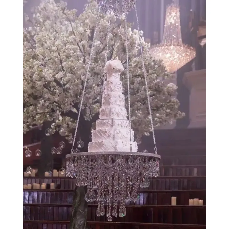 

High Quality Wedding Cake Stand Hanging Crystal Pendant Dessert Table Party Cake Stand